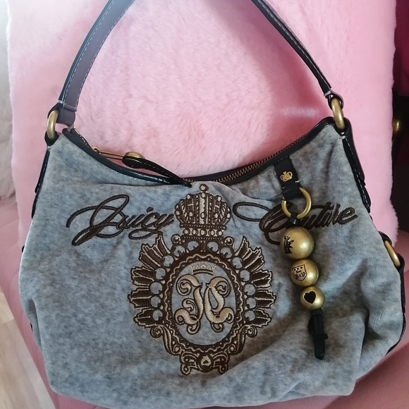 ** SOLD ** JUICY COUTURE Grey Shoulder Bag Vintage Y2K - Picture 3 of 8
